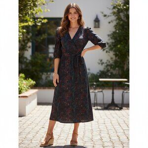 Scotch & Soda Snakeskin Print Faux Wrap Midi Dress Multicolor NWT Size 42 (US-XL